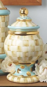 Mackenzie Childs Ceramic Parchment Check Globe Canister - Picture 1 of 2