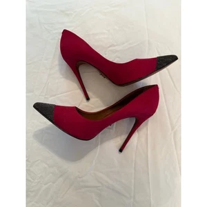 Zapatos de tacón alto Carrano de gamuza borgoña para mujer talla 7 hechos en Brasil - Imagen 1 de 6