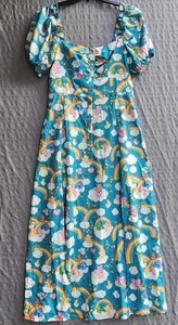 Care Bears abito donna medio manica a sbuffo nuvola arcobaleno cuore bottoni vintage - Foto 1 di 12