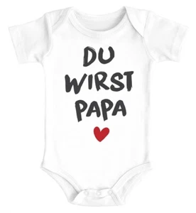 Baby Body mit Spruch Du wirst Papa Herz Geschenk Schwangerschaft verkünden - Bild 1 von 3