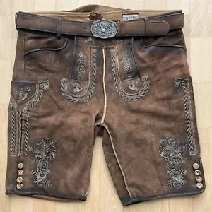 Stockerpoint Herren Lederhose Trachtenhose Gr. 54 L Braun Oktoberfest Wasn NEU - Bild 1 von 6