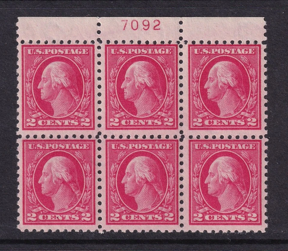 1914 Washington 2c Sc 425 MNH with nice full original gum, plate block (BX - Image 1 of 1