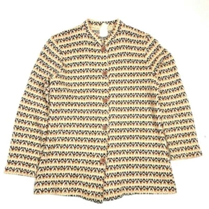 Vintage 1960s Fashion Wagon Womens Cardigan Sweater Retro Print Orange Brown Top - Picture 1 of 6