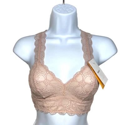 NWT DKNY Women's S Superior Stretch Lace Mesh Wireless Bralette DK4522 Cameo - Image 1 of 4