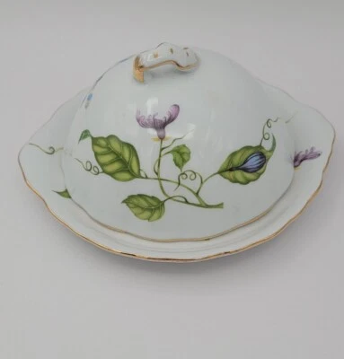 Plato de mantequilla cubierto redondo I. Godinger & Co patrón de jardín, ¡raro y precioso! Foto 1 de 4