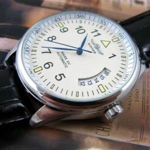 Classic Mens Automatic Watch Self wind Mechanical Date Leather Strap Wristwatch - Picture 1 of 10