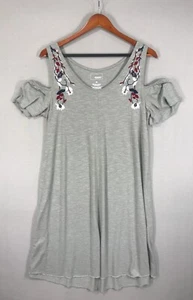 Vestido Sonoma Para Mujer Gris Medio Floral Bordado Pullover Mini Hombro Frío - Imagen 1 de 9