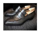 Handmade Men Gray Leather Moccasin Shoes, Gray Business Office Shoes