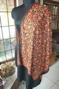 ESTOLA BORDADA FLORAL BORDADA INDIA BORDADA LANA PASHMINA ENVOLTURA 30""x80"" PARA MUJER - Imagen 1 de 4