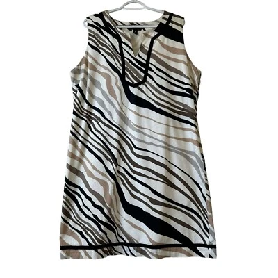 Dana Buchman Sleeveless Animal Print Dress Womens Sz XL Knee Length Zebra - Image 1 of 4