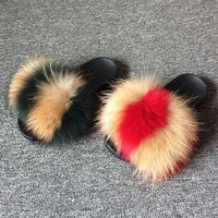 multi coloured fur sliders