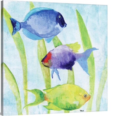 Cuadro de peces iridiscentes Tava Studios impresión en lienzo 28L X 22W playa casa de vacaciones Foto 1 de 4
