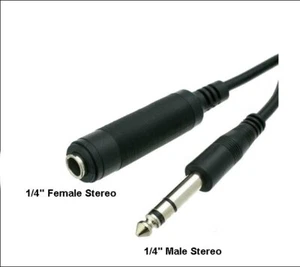 6Ft 10 15Ft 25Ft 50 100FT TRS 1/4" Stereo Male to Female Guitar Extension Cable - Picture 1 of 14