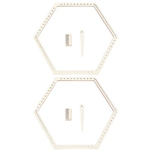 2sets Weaving Loom Kit Wooden Hexagon Weaving Loom Natural Wood Mini - Picture 1 of 6