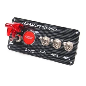 Motorsport Ignition Switch Panel Carbon Fiber 12V Racing Engine Start Toggle - Afbeelding 1 van 7