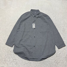 Muji Shirt Men Large Gray Flannel Brushed Oversized Long Sleeve Casual Pockets