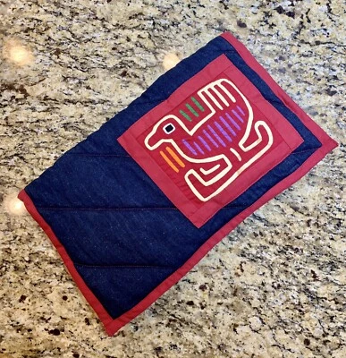 Винтажный 70-х/80-х перекресток MS Texas джинсовой ткани этническая сумочка богемное птица клатч - Изображение 1 из 4