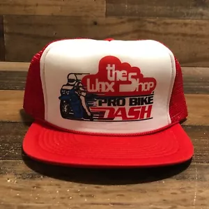 Vintage The Wax Shop Hat Snapback Trucker Cap Mens Red 90s Pro Bike Dash READ - Picture 1 of 12