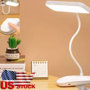 LED Desk Clip on Lamp Battery Powered Eye-Caring Flexible Touch 3 Color Modes - Picture 1 of 18