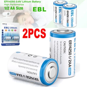 2Pcs ER CR 14250 1/2AA 3.7V 1200mAh Lithium Battery Button Top 3.6V 1200mAh - Picture 1 of 8