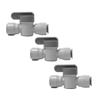 3 PACK 3/8X 3/8 IN OD PUCH IN CONNECT SHUT OFF BALL VALVE  FOR WATER FIRLTRATION - Image 1 of 4