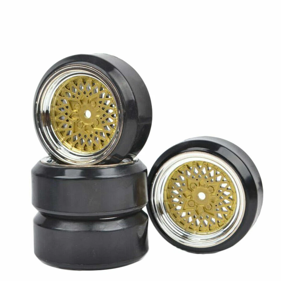 4Pcs Drift Tires&Wheels 12mm Hex for HPI HSP Tamiya 1:10 RC On Road Racing Car - Image 1 of 4