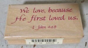 INKADINKADO Mounted Rubber Stamp 1 JOHN 4:19 BIBLE Craft Stamping HE LOVED FIRST