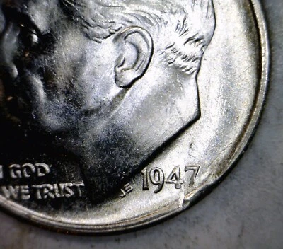 1947s ERROR Planchet Flaw Roosevelt SILVER Dime NICE CH BU Coin LOT PQ1  NR - Image 1 of 4