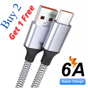 USB to Type-C Cable Fast Charger Charging Data SYNC Cord 6ft 120W High Quality - Picture 1 of 13