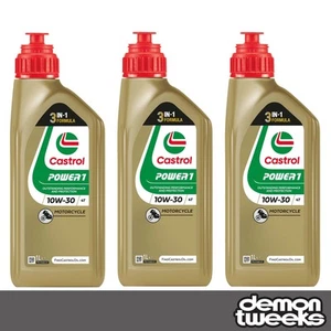 3 x Castrol Power 1 4T Semi Synthetic 10W30 Motorcycle Engine Oil - 1 Litre - Picture 1 of 5
