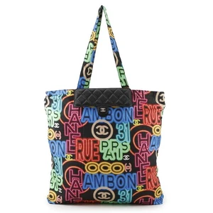 CHANEL Eco Bag Matelasse Calfskin/Nylon Black/Multicolor AP2095 - Picture 1 of 19