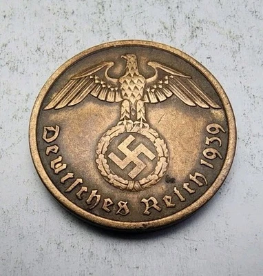 WWII German 2 Reichspfennig Coin – Third Reich Nazi Germany– #001 - Image 1 of 2