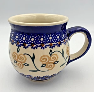 Polnische Keramik Becher Boleslawiec Handarbeit Poland Bubble Coffee Tea Vintage - Bild 1 von 7
