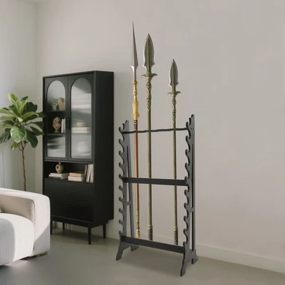 Moderno Soporte de Espada Negro 10 Niveles Vertical Soporte de Espada Exhibición Montado en el Piso 30kg Foto 1 de 4