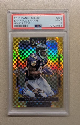 2016 Panini Select Gold Prizm /10 Shannon Sharpe PSA 9 Ravens - Image 1 of 3