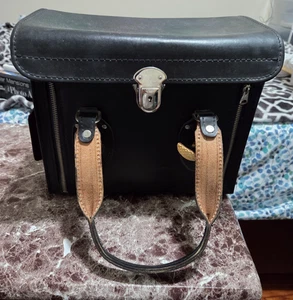 Custom crafted Kalimar Black Vintage Leather bag Made In Japan camcorder camera - Picture 1 of 6