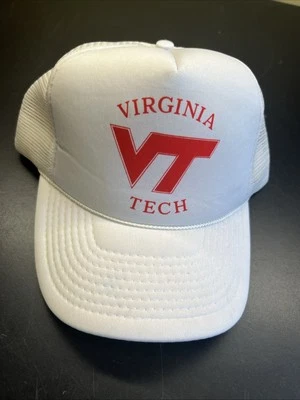 Boné Snapback Vintage Virginia TECH Branco Anos 80 Anos 90 Marca George  - Imagem 1 de 4