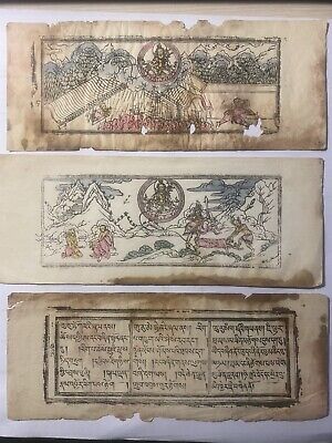 Vintage Mongolian Tibetan Buddhist Sutras Manuscript Leave Mongolia A12-1 • 94.04$