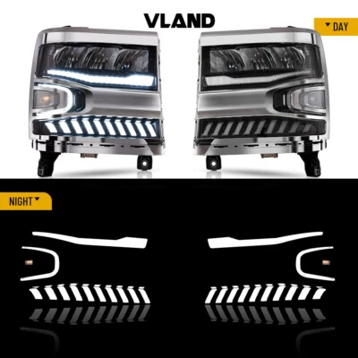 For 2016 2017 2018 Chevrolet Chevy Silverado 1500 LED Headlights w/Seqeuntial - Image 1 of 4