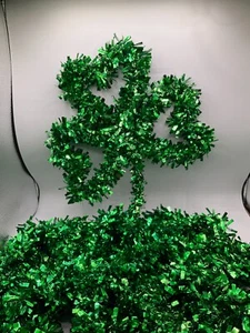 St Patricks Day großes grünes Lametta Glückskleeblatt hängend Party Deko Set - Bild 1 von 4