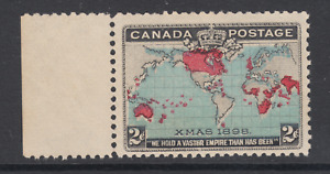 Canada Sc 86, MLH. 1898 2c Map, blue oceans, sheet margin example, fresh, VLH