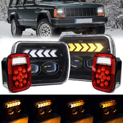Faros LED para Jeep Wrangler YJ 87-95 con intermitente DRL + luces traseras de humo Foto 1 de 4