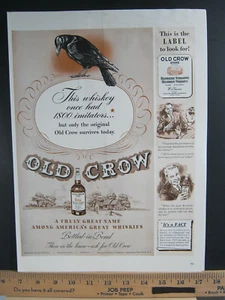 1942 Vintage Print Ad Old Crow Whiskey 1800 Imitators Great to Frame Wall Art - Picture 1 of 2