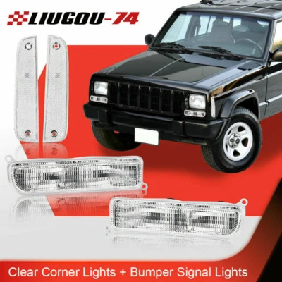 Fit For 1997-2001 Jeep Cherokee XJ Clear Corner Lights & Bumper Signal Lights US - Image 1 of 4