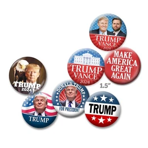 7-PACK Trump Vance Buttons - 1.5" Pins Donald JD Photo MAGA 2024 assorted - Picture 1 of 6