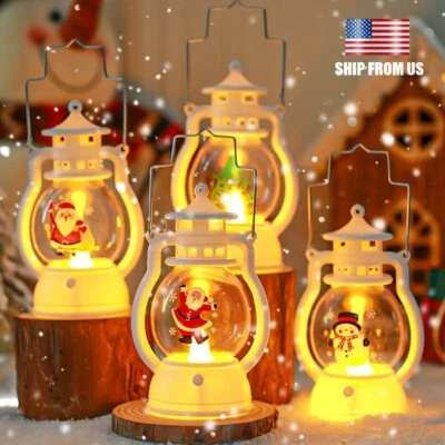4 x светодиодный Рождественский ручной лампа ночники фонарь настольный декор с батареями - Изображение 1 из 4