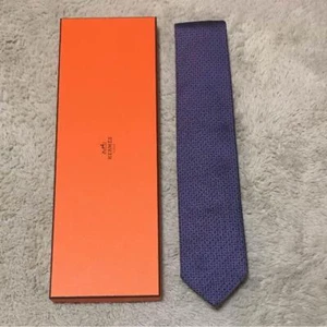 Hermes Tie purple jacquard weave with box from JAPAN - Picture 1 of 4