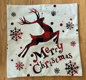 Merry Christmas Themed Pillowcases Reindeer With Snowflakes - Picture 1 of 1