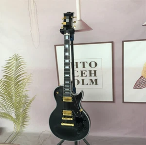 Guitarras Eléctricas LP Belleza Negra Personalizadas 6 Cuerdas Dorado Pastillas H-H Cuerpo Sólido - Imagen 1 de 6