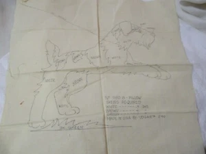Vintage muslin Pillow Cover Unfinished Schnauzer Dog embroidery - Picture 1 of 4